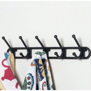 Cabideiro de Parede Preto ou Branco  com 5 ganchos, cabide para toalha, roupas, multiuso, gancho de parede. em Oferta na Shopee