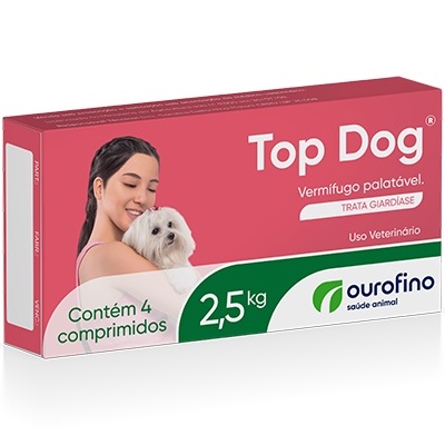 Top Dog Cães 2,5kg 4 Comprimidos Vermífugo Ourofino - Pets