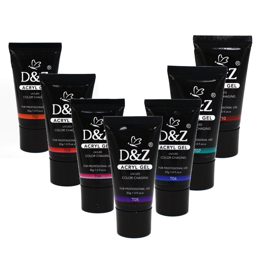 Polygel Térmico D&z 7 Cores 30g Construção Alongamento Unha Acrílica Muda de Cor
