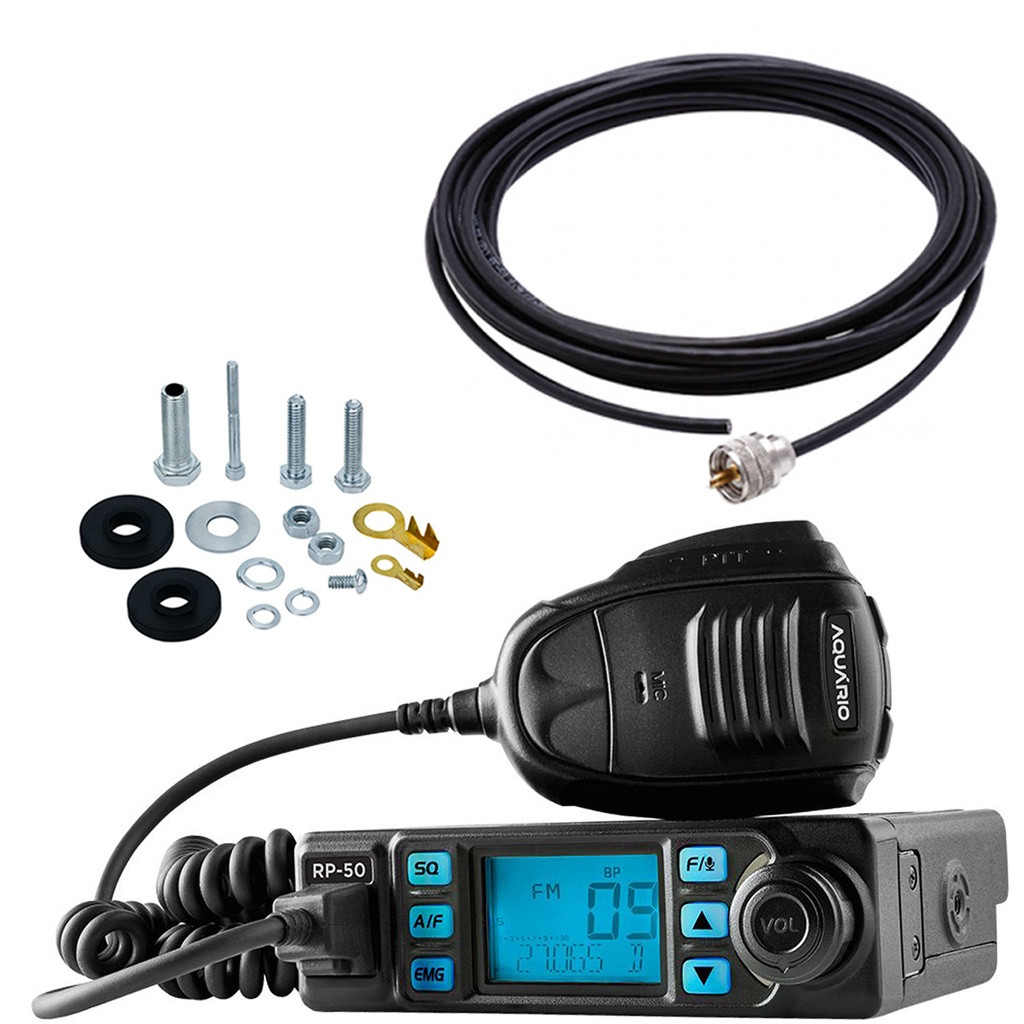 Rádio Móvel Px 80 Canais RP-50 Homologado Anatel Cabo 5,5 metros Parafusos Anti-Furto
