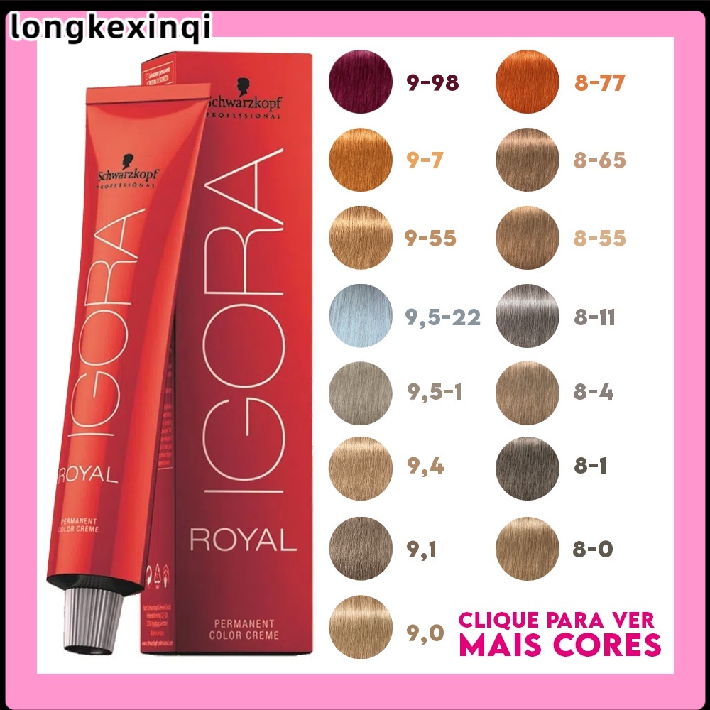 Igora Coloração Royal Schwarzkopf Professional 60g ( 9.98 9.7 9.55 9,5.22 9,5.1 9.4 9.1 9.0 8.77 8.65 8.55 8.11 8.4 8.1 8.0 7.77 7.65 7.55 7.4 7.1 7.00 6.88 6.68 6.0 5.0 4.0 3.0 1.1 1.0 0.88 0.77 0.55 0.33 0.22 0.11) maquiagem