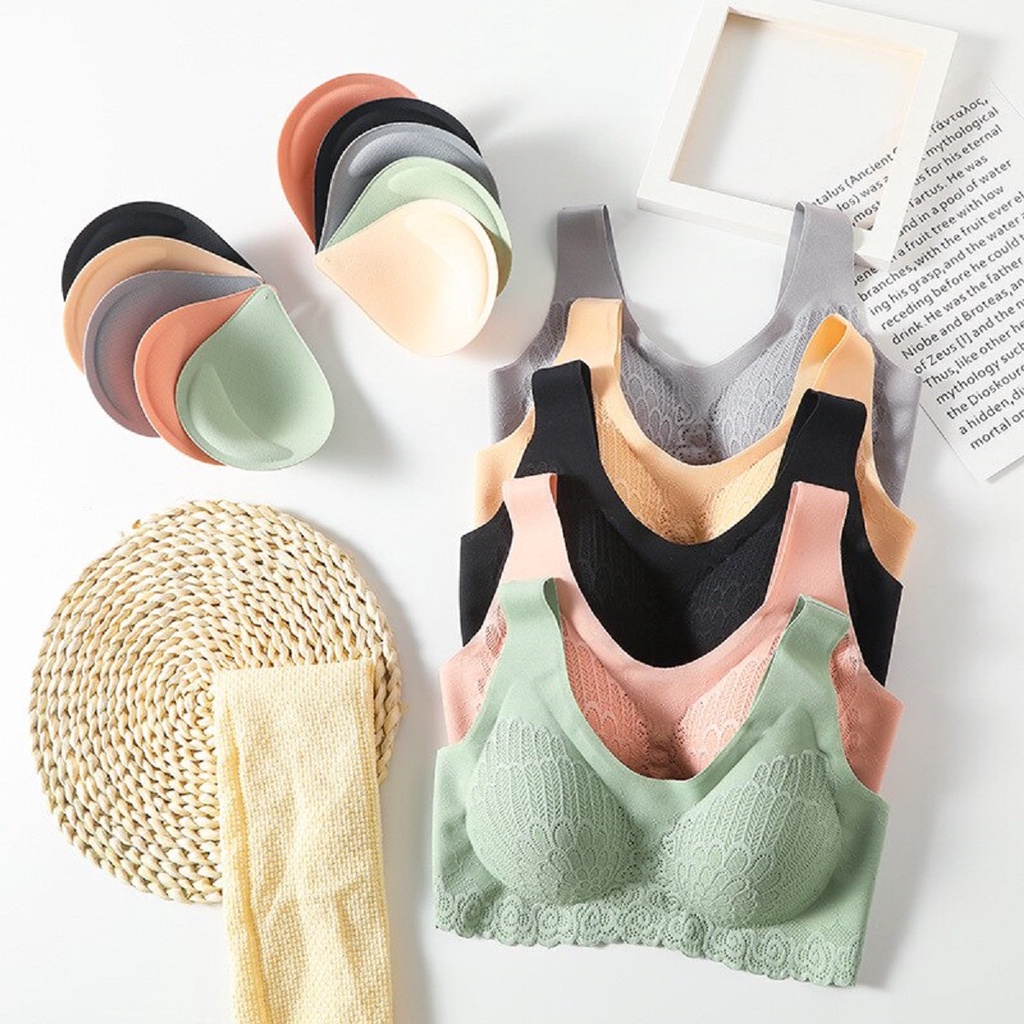 Sutiã Top 5d Sem Costura Não Marca Conforto Plus Rendado Push Up Feminino Corte laser em Oferta na Shopee