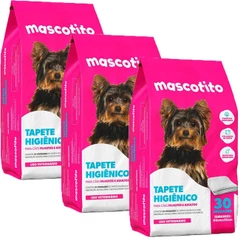 3 Tapetes Higiênicos 60x55cm Mascotito C/90 Unidades