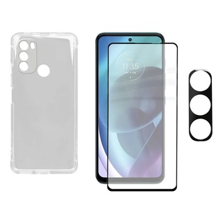 Kit Película Vidro 3D Motorala Moto G31/G41/G71+ Capa Capinha Anti Shock+Pelicula Camera 3D