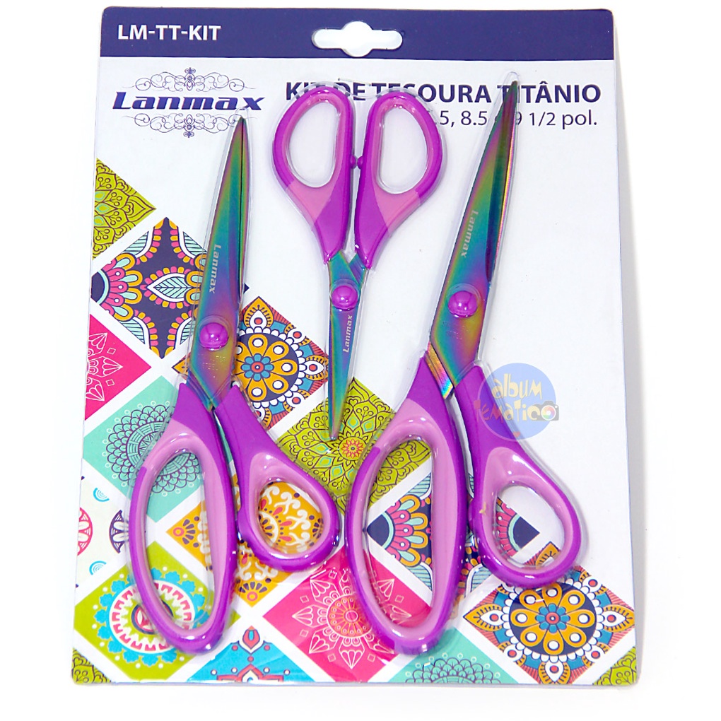 Tesoura Profissional Titanio - kit 3 Unid Artesanato Costura Patchwork - Tesoura Titaneo em Oferta na Shopee