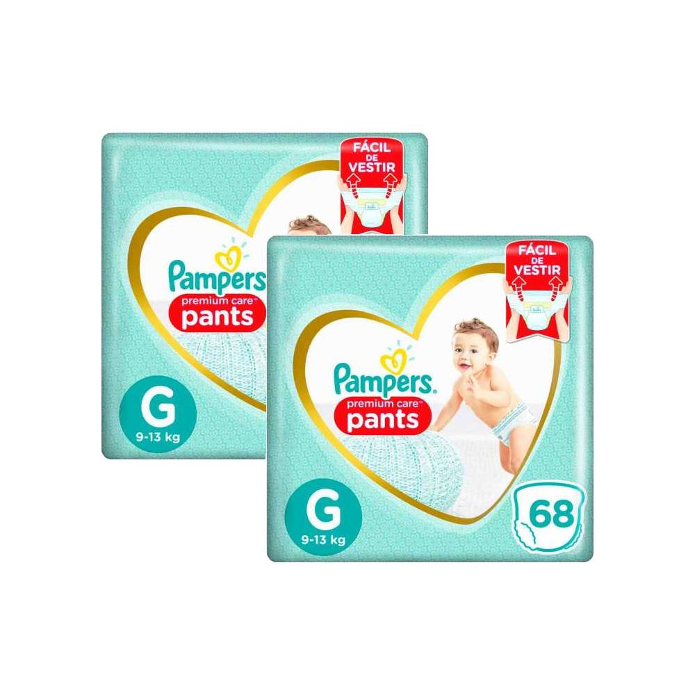Kit Fralda Pampers Premium Care Pants Top Tamanho G com 136 unidades