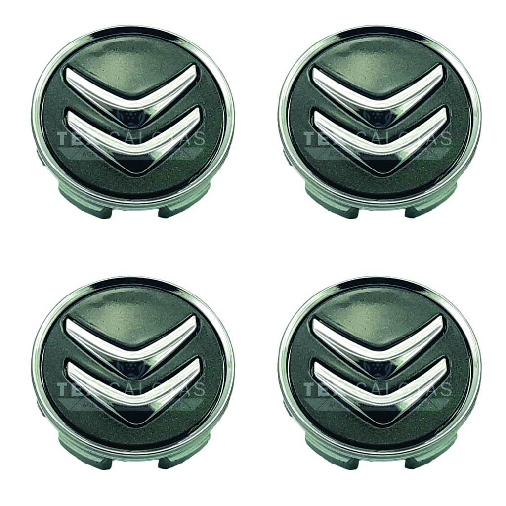 Jogo de Sub Calota para Centro, Garrinha de Rodas Citroen Aircross C3/C4/C5/C6/C8/DSS/DS3/DS4.-Grafite (Jogo com 4 unid)