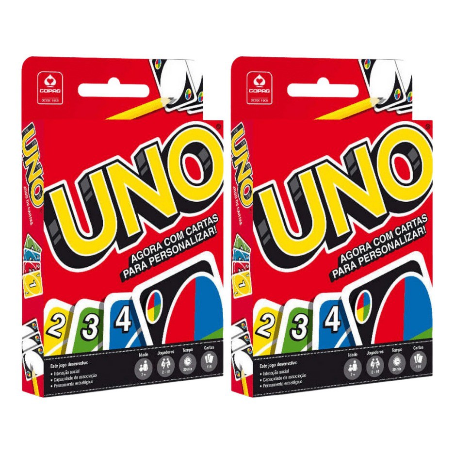 Brinquedos jogo de Uno com 108 cartas diversão baralho lazer