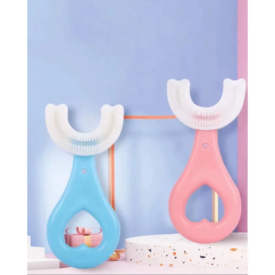 Escova De Dentes Infantil Formato U 360° Criança 2 a 6 Anos Azul – Cerdas Macias Limpeza Divertida