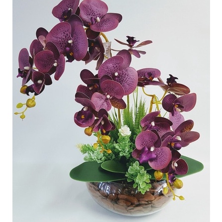 Arranjo De Flores Artificiais Vaso Orquídeas Presente Casa | Shopee Brasil
