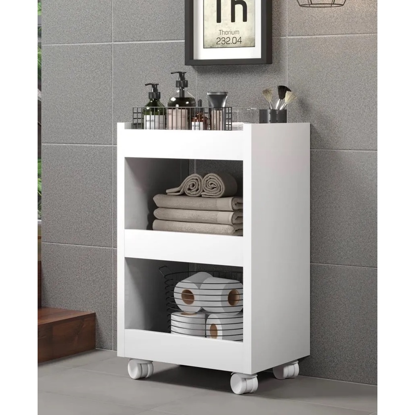 Armário Balcão Banheiro De Chão Com 4 Rodinhas Multiuso