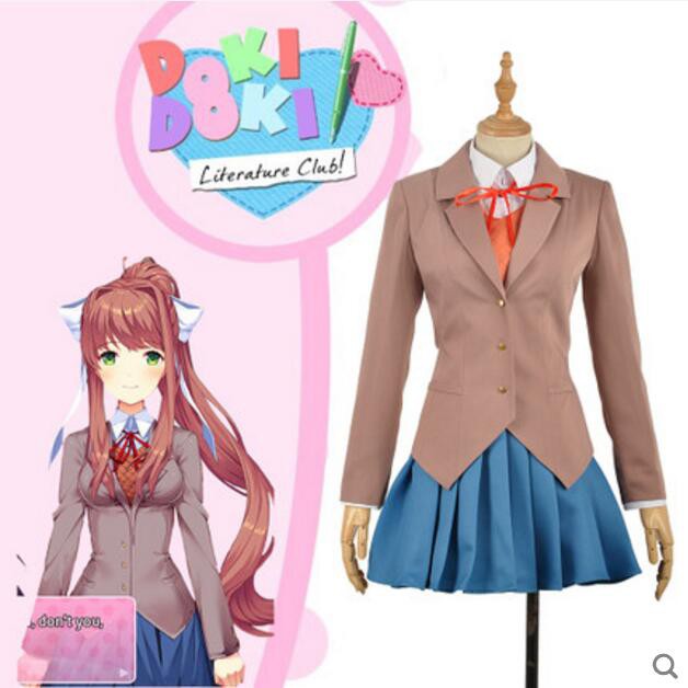 Sayori Yuri Natsuki Monika Cosplay Costume Doki Doki Literature Club Cosplay School Uniforme Anime Trajes de Halloween para mulheres |