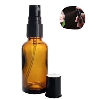 5 Frascos Vidro Âmbar 30ml Com Válvula Pump Spray Preta