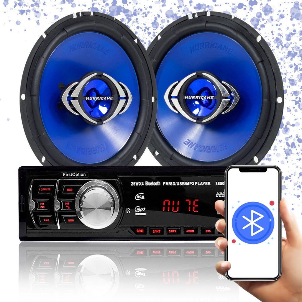 Som Automotivo Bluetooth Rádio Para Carro MP3 + Alto Falante Hurricane 6 Polegadas em Oferta na Shopee