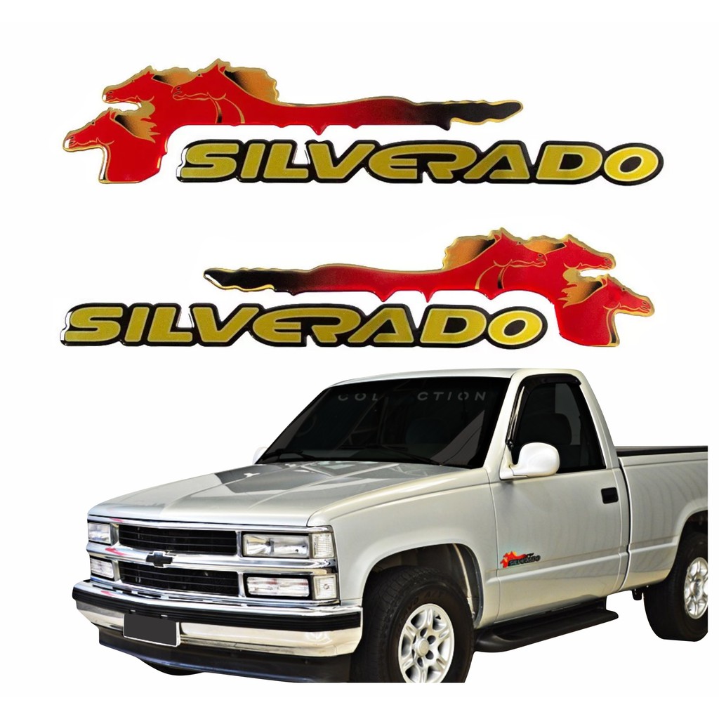 Kit de Adesivos Silverado D20 Cavalos Emblemas Resinado Relevo 3D Camionete R180