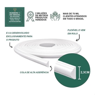 Roda Meio Boiserie de EVA Flexível Autocolante 2,3cm x 1,2cm espessura Rm61 (valor para 2,5 metros) em Oferta na Shopee