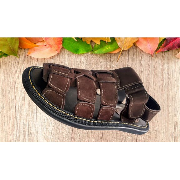 Sandalia chinelo masculina em couro franciscana boa para passeio caminhar dirigir praia papete antistress ortopedica