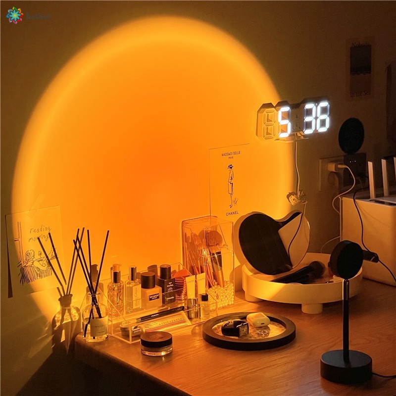 4 Cor Em 1 Sunset Lamp Usb Lâmpada por do sol Led Rainbow Projetor Atmosfera Projeção De Mesa Luz Para Casa Quarto Café Decoração Da Parede