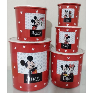 Mantimento kit 5 peças vermelho minnie organizador novo (P) adesivado