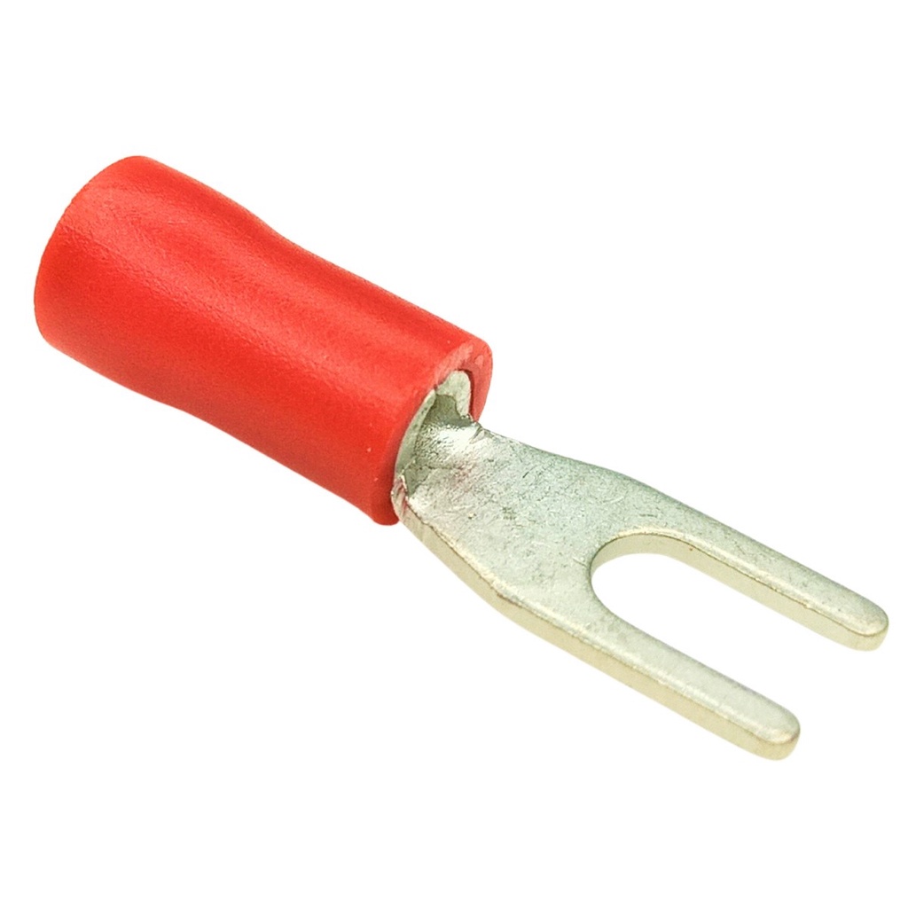 TERMINAL GARFO ISOLADO 0,5 A 1,5MM² M3 VERMELHO 10 UNIDADES