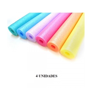 Kit Com 4 Boias Espaguetes Macarrão Para Piscina Cores Sortidas