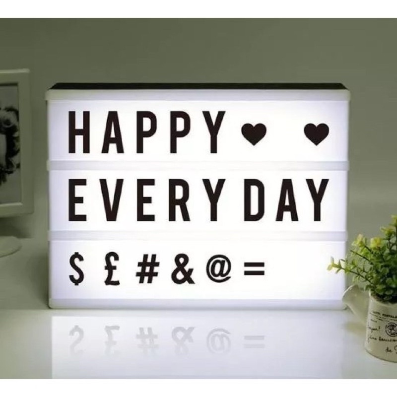 Letreiro em quadro de led light Box  com 96 letras números e ícones A4e A5 em Oferta na Shopee