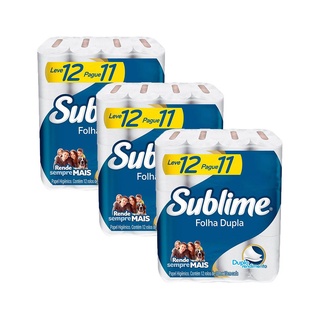 Kit 3 Papel Higiênico Sublime Folha Dupla com 12 rolos cada em Oferta na Shopee