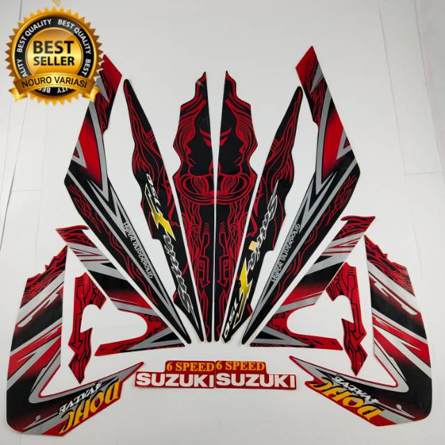MERAH Suzuki satria fu f 150 2011 barong Preto Vermelho Listrado , Lista De Carroceria De Qualidade Padrão