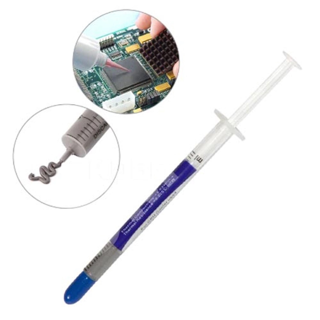 Pasta Térmica Prata Bisnaga 1,5 gramas Cinza Condutividade térmica 2,40W/m-k Intel i3 i5 i7 i9