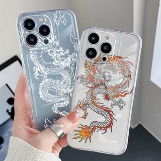 Para Samsung Galaxy A33 A53 A73 5G A32 A52 A72 A31 A51 A71 A23 Capa De Gel TPU Transparente Dragão De Fogo Chinês