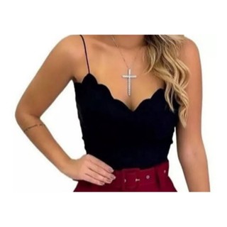 Blusinha  Nuvem Básica Alcinha Feminina Roupa Casual Malha Crepe Blusa Com Bojo Muito Linda em Oferta na Shopee