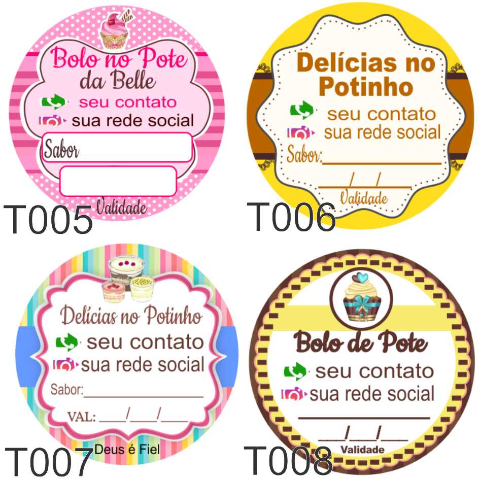 Kit 300 Tags Adesivas para Bolo no Pote etiqueta auto-adesivas medidas 3x3cm em Oferta na Shopee