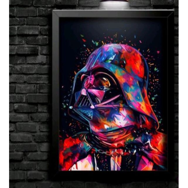Quadro Decorativo Moderno - Star Wars - Cores Neon - Darth Vader - Guerra Nas Estrelas - Filmes - Os Mais Vendidos