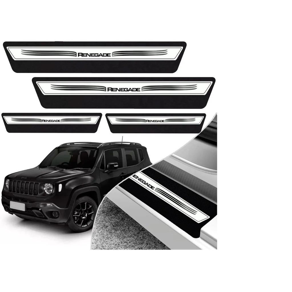 Kit 8 Peças Soleira Adesivo Porta Jeep Renegade 2015 2016 2017 2018 2019 2020 - Prata Imperdível !!!! !!! Aproveite!