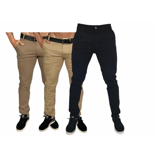 Calça de Sarja Sport Fino Chino Masculina Linha Premium Tradicional Casual Bege