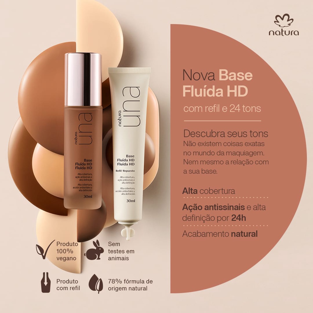 Nova Base Fluida HD Una Natura | Shopee Brasil