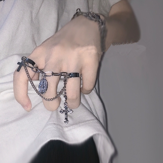 Moda Aço Titânio Punk Hip Hop Anéis Cruzados Estilo Abertos Siamês Ajustáveis Jóias De Festa Homem E Mulher