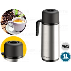Garrafa Térmica Roma 1 Litro Inox Unitermi P/ Café Chá Chimarrão Água Quente Fria
