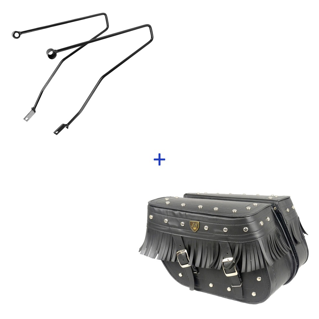 Kit Viagem T120 Bonneville Afastador + Alforge Lateral Losango 32 litros C/ Franjas