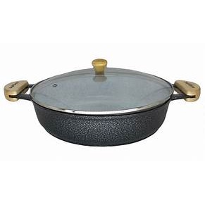 Frigideira Cerâmica Antiaderente 26 Cm Vermelha/ Preto Original - Tampa de Vidro - Aluminio fundido batido — imagem 2 de 2