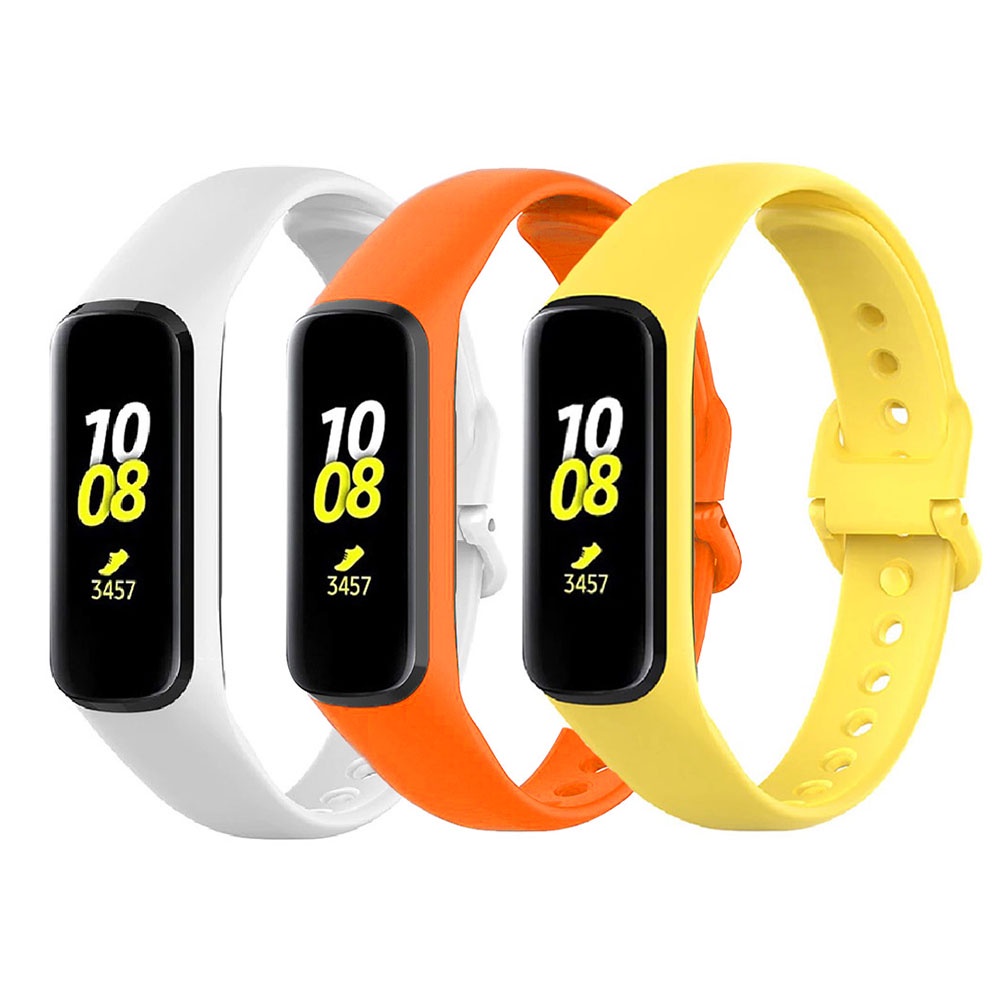Kit 3 Pulseiras de Silicone para Samsung Galaxy Fit 2 R220 - Amarelo | Laranja |