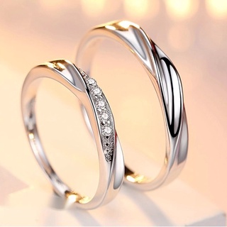 2 Pcs Moda Casal Anel Ajustável Zircon Promise Anéis