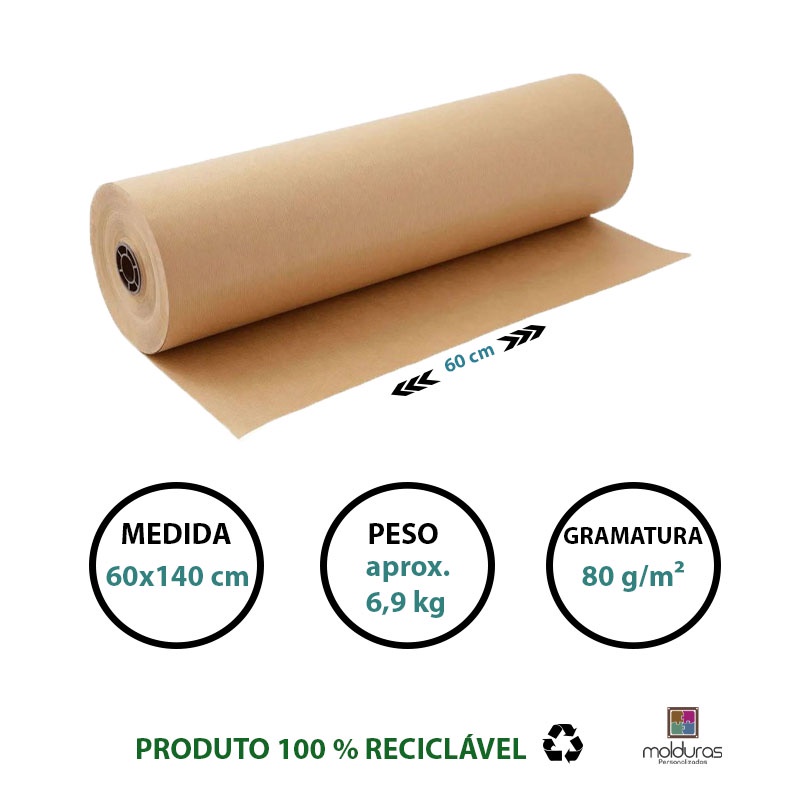 Bobina Papel Kraft Puro 60cm X 140 Mts 80g Para Embalagens Shopee Brasil 3117