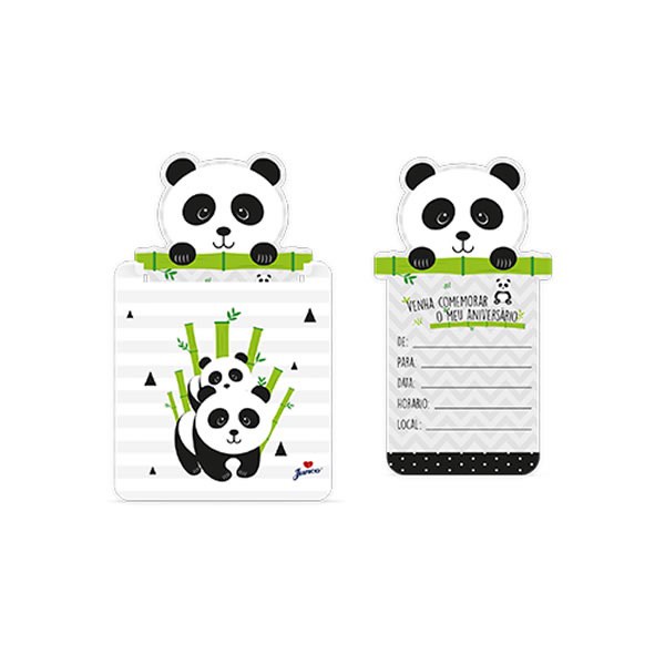 Convite Festa Panda Junco 8 Unidades