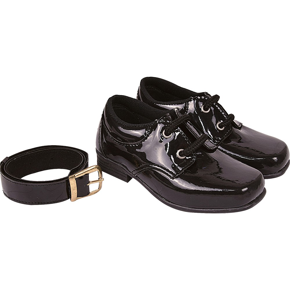 Sapato Social Infantil Menino Cadarço Preto Verniz com Cinto