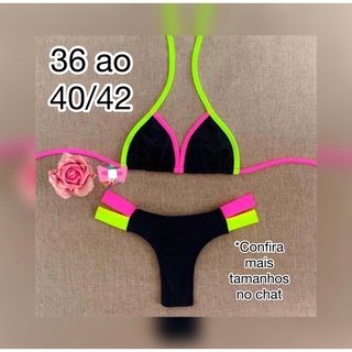 biquíni blogueira blogueirinha preto e neon e variedades