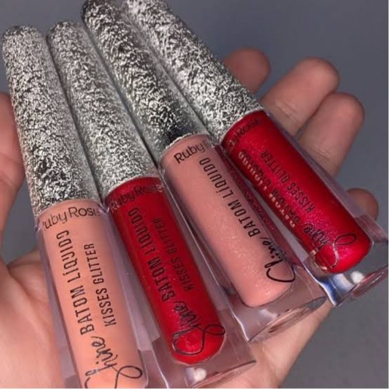 Batom Líquido Shine Kisses Glitter Ruby Rose