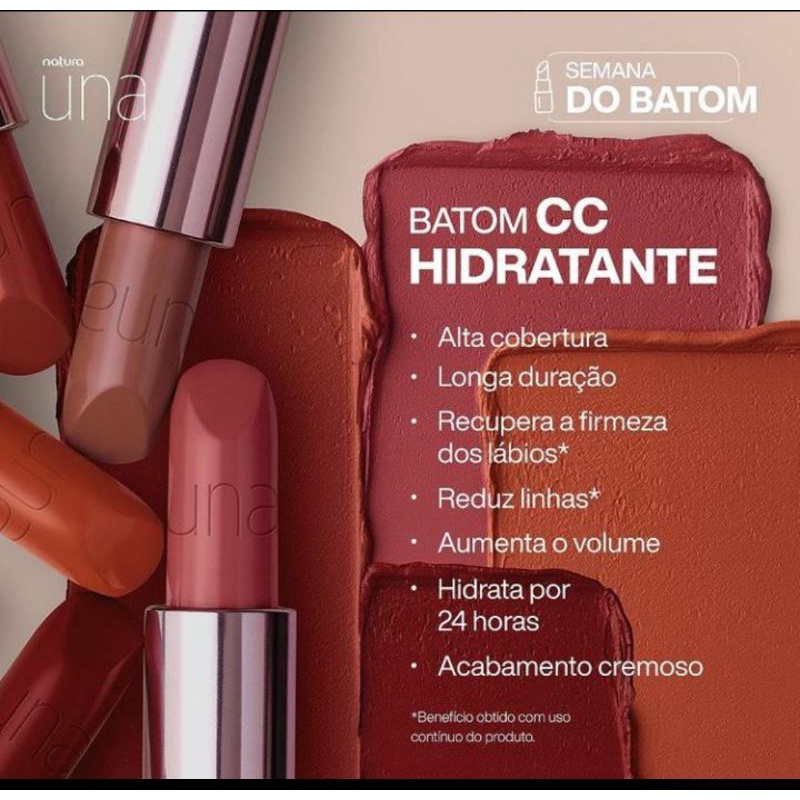 Batom CC Hidratante FPS25 Natura Una - 3,8g | Shopee Brasil