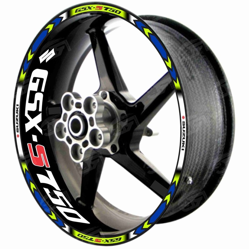 Adesivo Friso Refletivo Roda Moto Suzuki GSX S750 GSX S 750  GSXS750 + Adesivos Internos M01 azul v