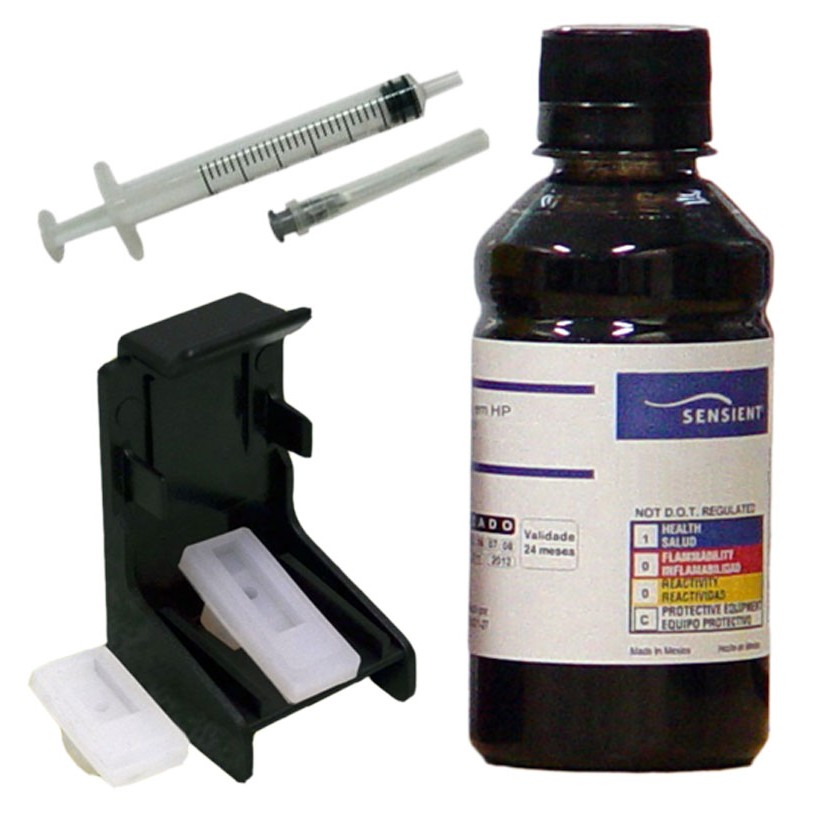 Tinta Black Pigmentada Sensient + Snap Fill Compatível com Cartuchos 667 662 122 664 60 da HP